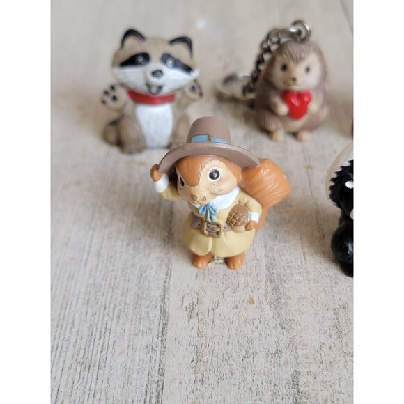 Miniature friends of forest raccoons squirrel Hedgehog owl unique set figure - Picture 3 of 12
